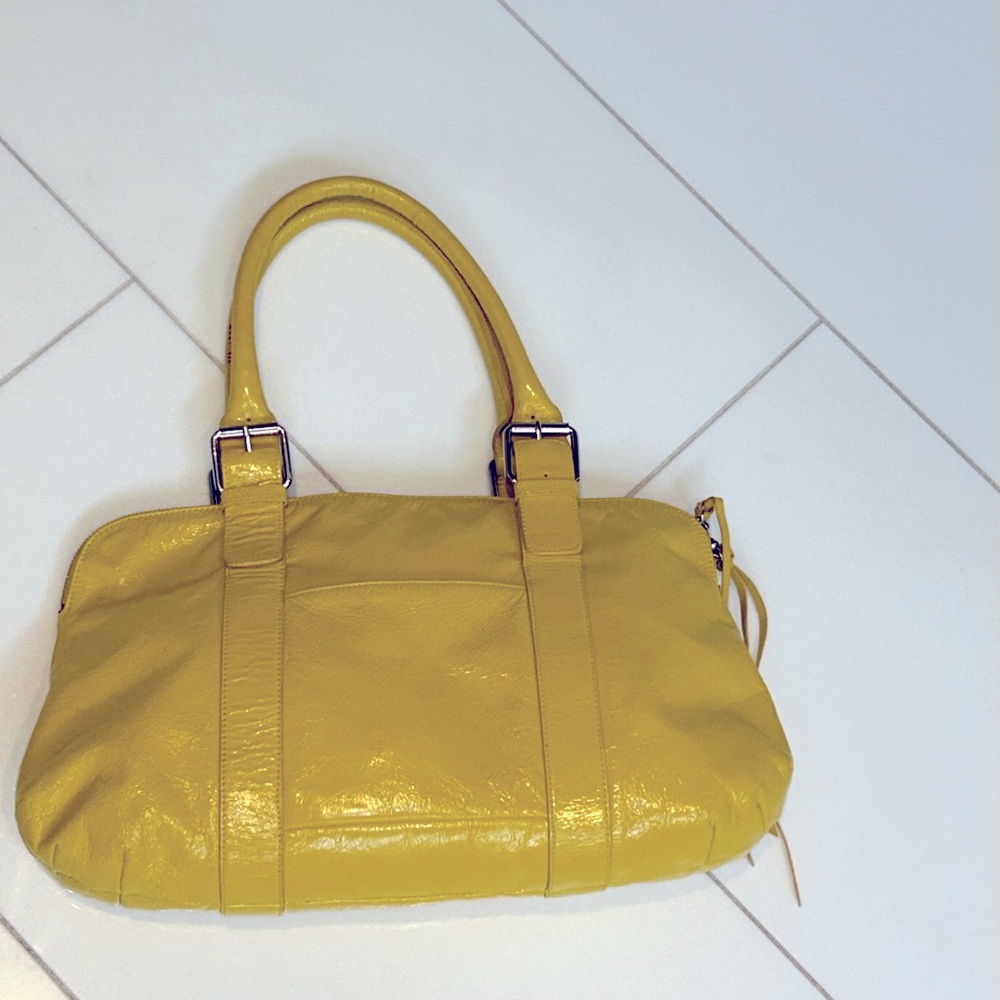 LATICO NJ LEATHER TOTE CARRYALL SATCHEL PURSE HANDBAG YELLOW DAISY L BUTTERCUP